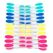 Adwaita Sturdy Non-Slip Wide Open Plastic Clothespins for Air-Drying Clothes 1 Pack(6 Pink, 6 Yellow, 6 Navy, 6 Teal)