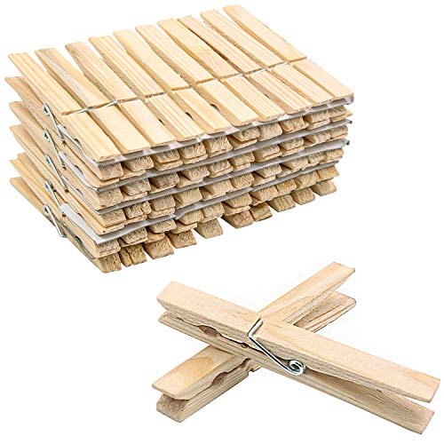 ESFUN 100 Pack Bulk Wooden Clothespins Large Clothes Pegs Clips for Laundry Arts Crafts Decor Storage, Approx. 4 inches Length