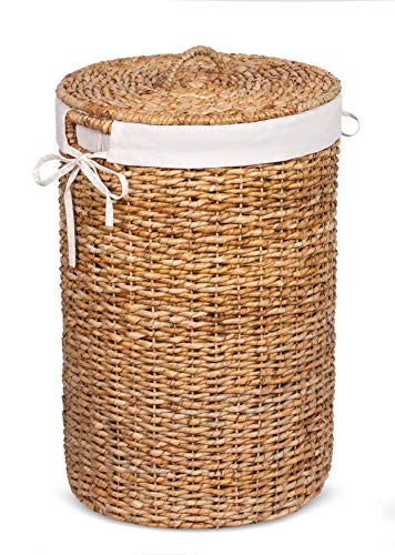 BIRDROCK HOME Seagrass Laundry Hamper with Liner - Round Clothes Bin