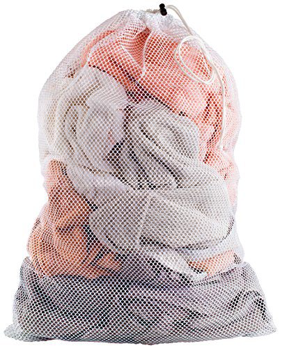 Commercial Mesh Laundry Bag - Sturdy Mesh Material with Drawstring Closure. Ideal Machine Washable Mesh Laundry Bag for Factories, College, Dorm and Apartment Dwellers. (24" x 36" | White)