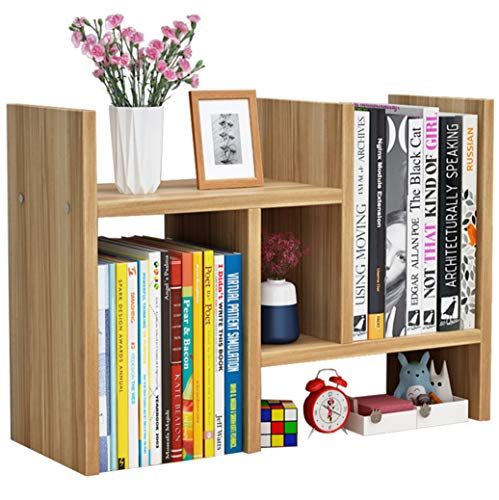 Office Desktop Bookshelf Adjustable Wood Display Shelf Desktop Organizer Office