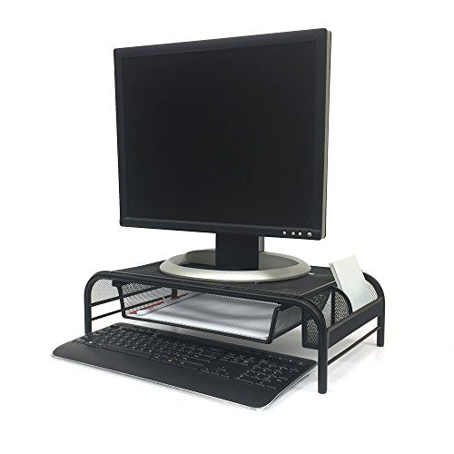 Mind Reader MESHMONSTA-BLK Metal Mesh Monitor Stand and Desk Organizer