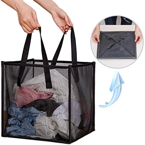 Mesh Popup Laundry Hamper with Handles,Portable Durable Collapsible ...