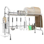 Over the Sink Dish Drying Rack, MNOPQ Premium 201 Stainless Steel Multifunctional Kitchen Dish Drying Drainer Rack Above Sink with Large Capacity, Non Slip