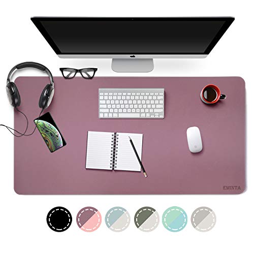 Dual Sided PU Leather Desk Pad, 2019 Upgrade Sewing Edge Office Desk Mat