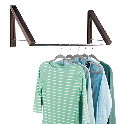 mDesign Expandable Metal Wall Mount Clothes Air Drying Rack