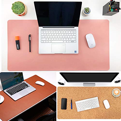 Aothia Eco-Friendly Natural Cork & Leather Double-Sided Office Desk Mat