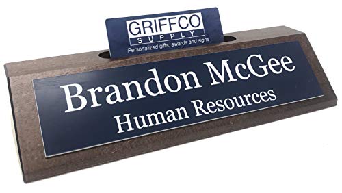 Personalized Business Desk Name Plate with Card Holder - Made in America