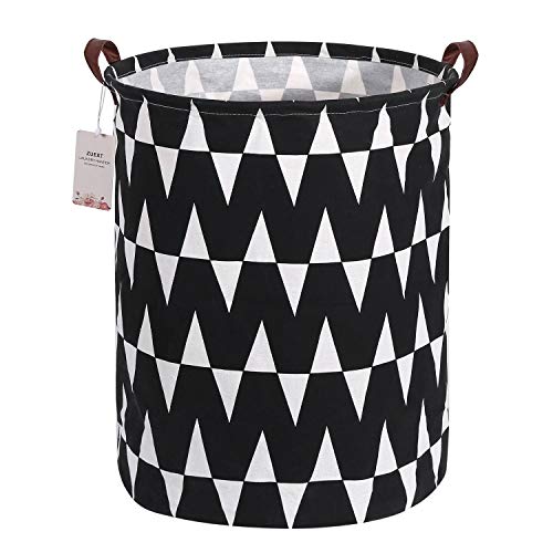 Extra Large Canvas Laundry Hamper Collapsible Storage Bin with Waves Design