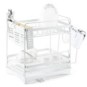 Glotoch Stainless Steel Dish Drying Rack-2 Tier Dish Rack with Utensil Holder,knife holder,Cup Holder&Cutting Board Holder and Drainboard set for Kitchen Counter,Dish Drainer Rack 14 x 9.5 x 14.5White