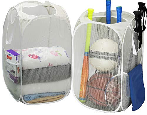 2 Pack - SimpleHouseware Mesh Pop-Up Laundry Hamper Basket
