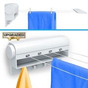 Gideon Retractable Tension Clothesline with 4 Built-in Hanging Hooks 10 Clothes Pins Creates 40 Feet of Drying Space