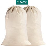 Lino Mantra 2 Pack, Laundry Bags in Natural Color, 28 INCH X 36 INCH,100% Cotton Extra-Large Heavy Duty Laundry Bags Highly Durable, Drawstring with Cord-Lock, Machine Washable and Reusable