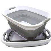 SAMMART Set of 2 Collapsible Plastic Laundry Basket - Foldable Pop Up Storage Container/Organizer - Portable Washing Tub - Space Saving Hamper/Basket (2, Grey)