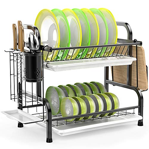 Dish Drying Rack, iSPECLE 304 Stainless Steel 2-Tier Dish Rack