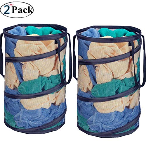 DurReus 2 Pack Foldable Pop-Up Laundry Hampers with Zipper Lid Large ...