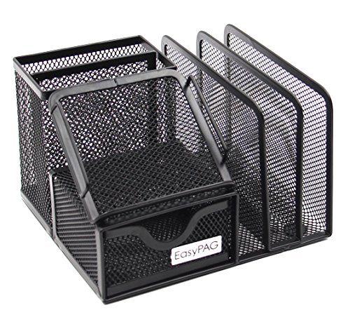 EasyPAG Mesh Office Supplies Desk Organizer Caddy with Drawer