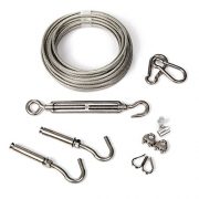MAGZO Stainless Steel Clothesline Portable Detachable Laundry Wire Vinyl Coated Clothesline Wire Kit with Tightener System Hanging Rope Cable Set for Curtain/Car/Garage/Outdoor/Indoor/Travel (30FT)