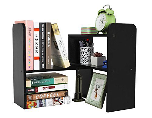 PAG Desktop Bookshelf Adjustable Countertop Bookcase Office Supplies Wood Desk