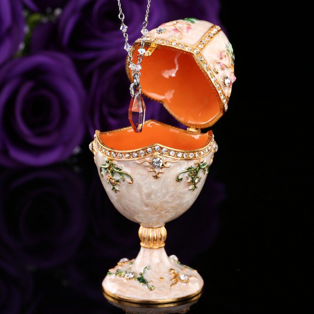 Handicraft faberge egg shape metal jewelry box