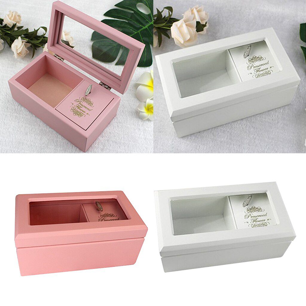 Wooden Musical Jewelry Box Display Case Jewely Organizer