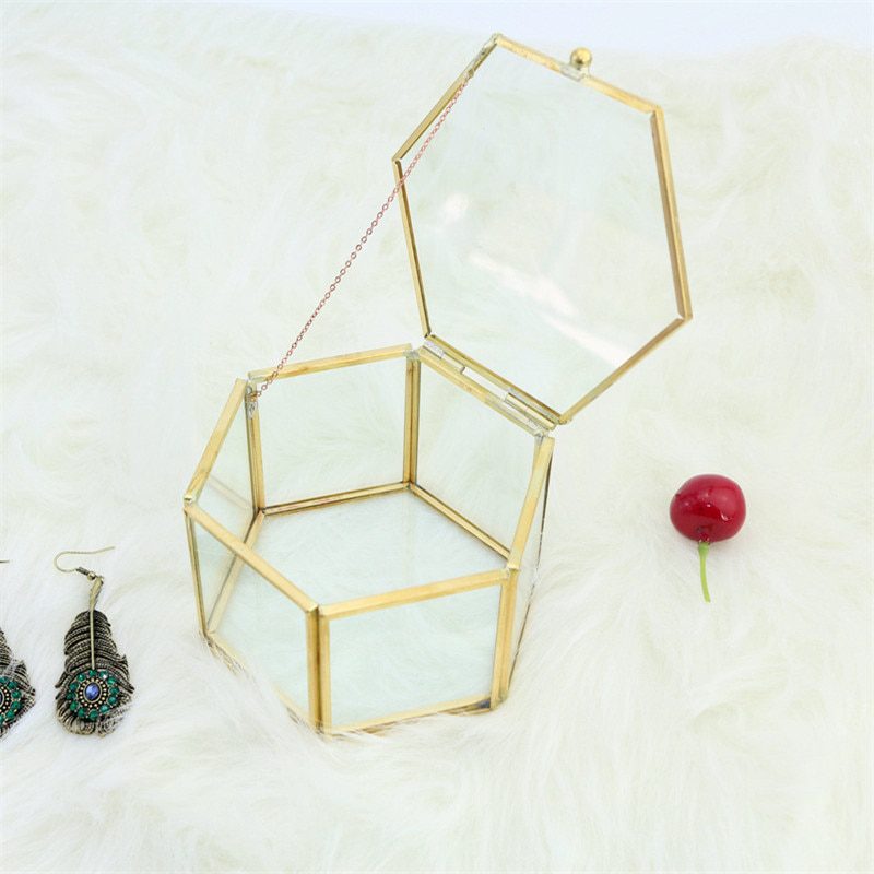 Geometrical Glass Jewelry Box Retro Vintage