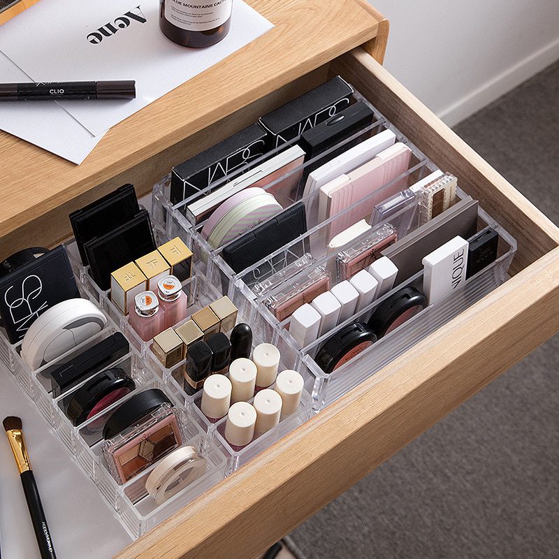 Portable Transparent Makeup Organizer Storage Box Make Up