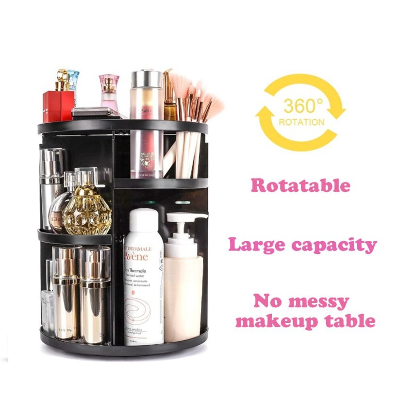 360 Rotating Makeup Organizer Cosmetic Storage Rack Brush Holder