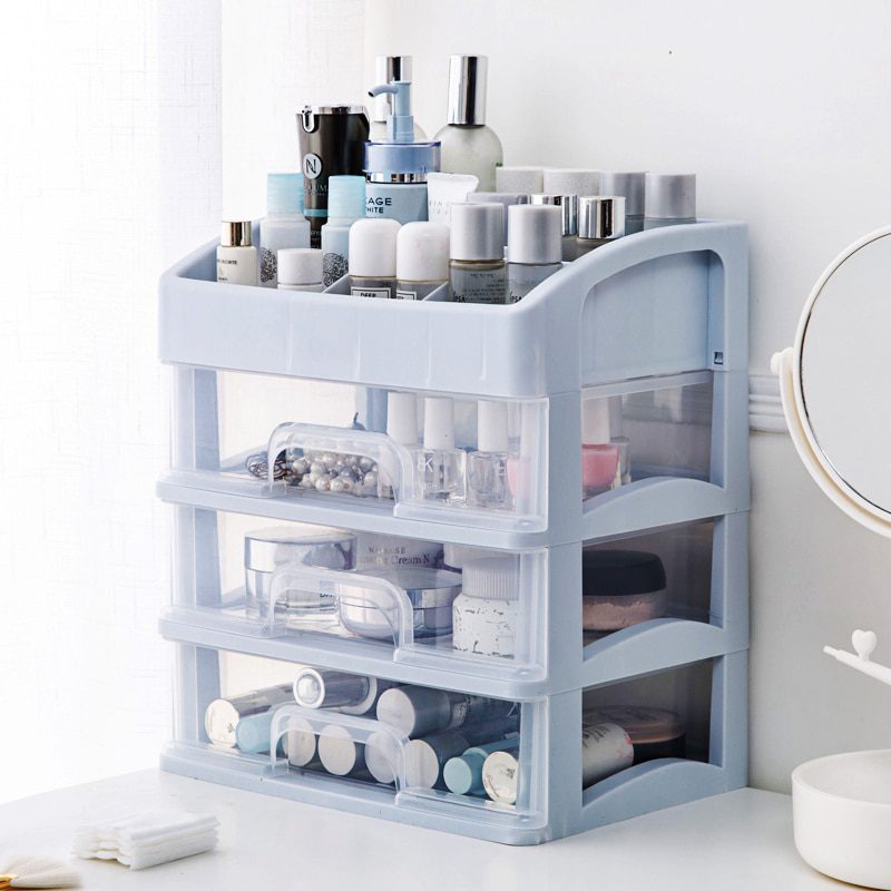 Plastic Makeup Organizer Two-Layers Jewelry Box Cosmetic