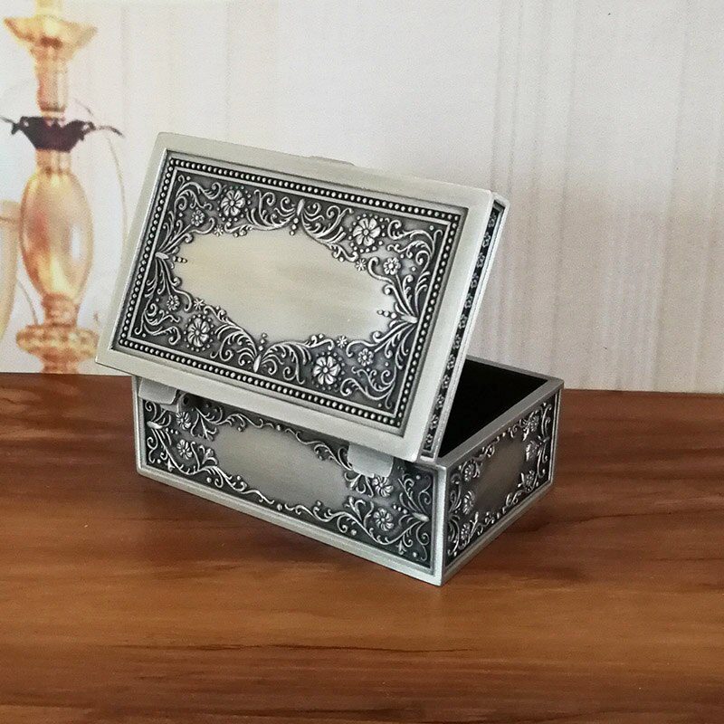 Vintage Jewelry Box Trinket Case Metal Box