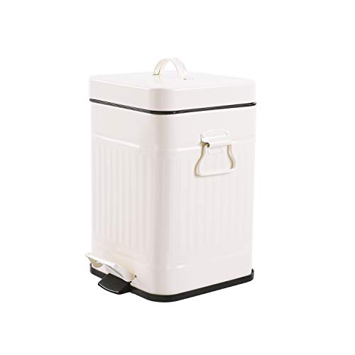 Bathroom Trash Can with Lid, Small White Wastebasket