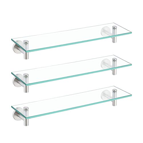 KES Glass Shelf for Bathroom Rectangular, 20-Inch Floating Shelves
