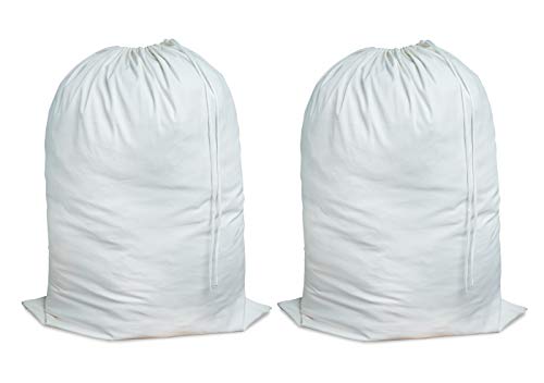 HomeLabels Cotton Laundry Bag - 2 Pack, Natural