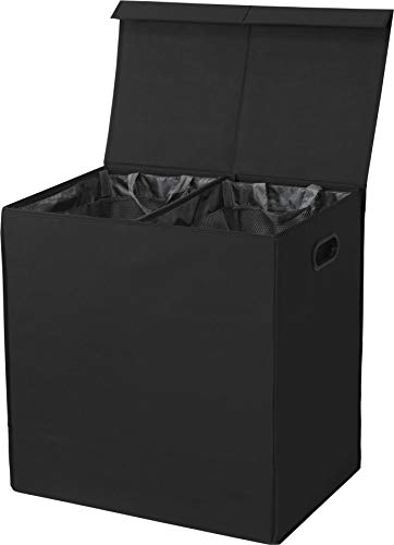 Black Double Laundry Hamper with Lid