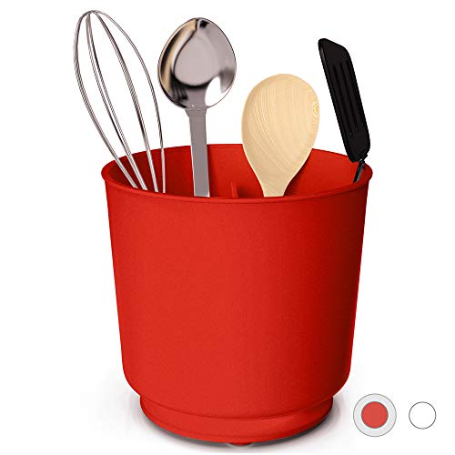 Extra Large Rotating Utensil Holder with Sturdy No-Tip Weighted Base