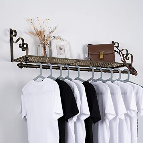 Wrought Iron Coat Rack Shelf Wall Mounted 🛒 StorageVat.com