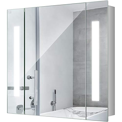 25 Inch LED Mirror Medicine Cabinet, LED Lighted Bathroom Wall Cabinet