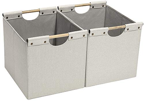HOONEX Large Foldable Cube Storage Bins, Linen Fabric