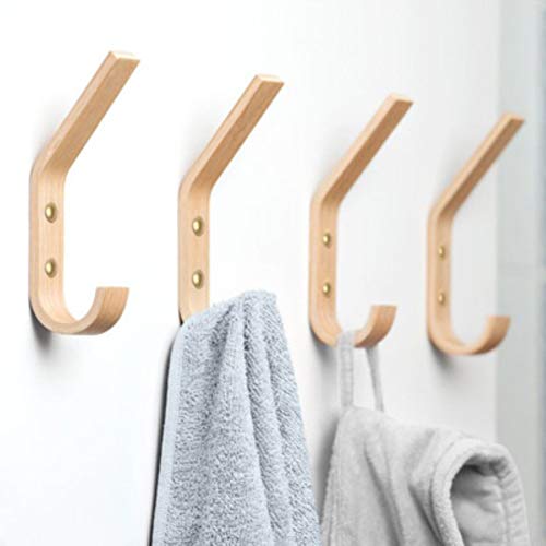 Natural Wooden Coat Hooks Wall Mounted