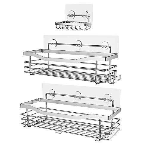 Orimade Shower Caddy Basket Soap Dish Holder Shelf with 5 Hooks