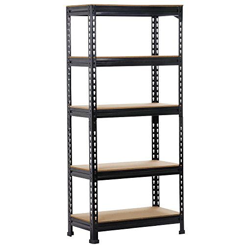 Yaheetech Black Adjustable 5-Shelf Shelving Unit Storage