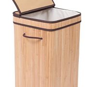 BIRDROCK HOME Square Laundry Hamper with Lid and Cloth Liner