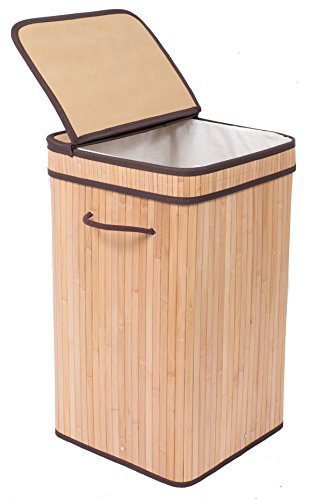 BIRDROCK HOME Square Laundry Hamper with Lid and Cloth Liner