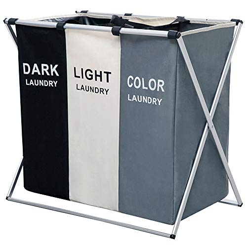 Nicesail 3 Section Laundry Basket Printed Dark Light Color