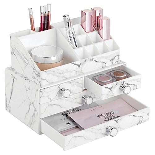 Marble Makeup Organizers - 16 Compartments and 4 Drawers