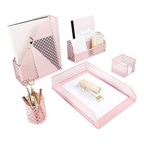 Blu Monaco Office Supplies Pink Desk Accessories for Women