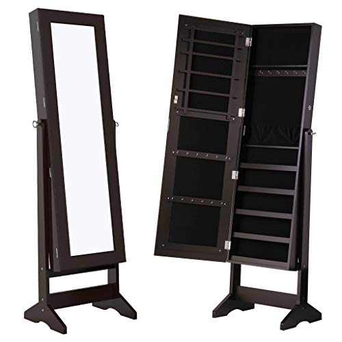 Lockable Jewelry Cabinet Jewelry Armoire with Mirror