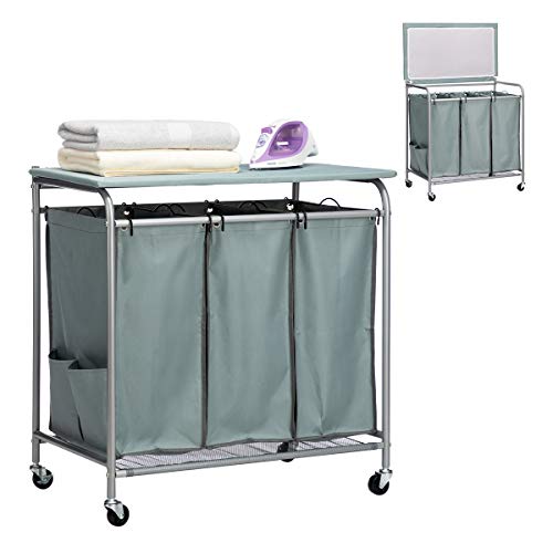 PARANTA Foldable Ironing Board Laundry Sorter Cart