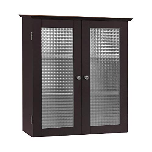 Elegant Home Fashions Chesterfield Wall Cabinet with Two Glass Doors