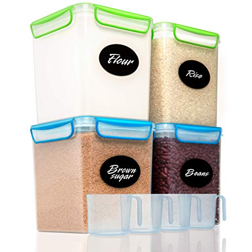 4 Large Airtight Food Storage Containers for Flour